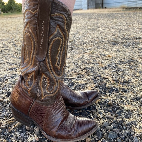 Gorgeous Women’s Chocolate Brown Teju Lizard Dressy Western Boots - 7.5 - Picture 3 of 9